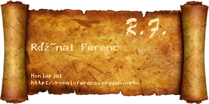 Rónai Ferenc névjegykártya
